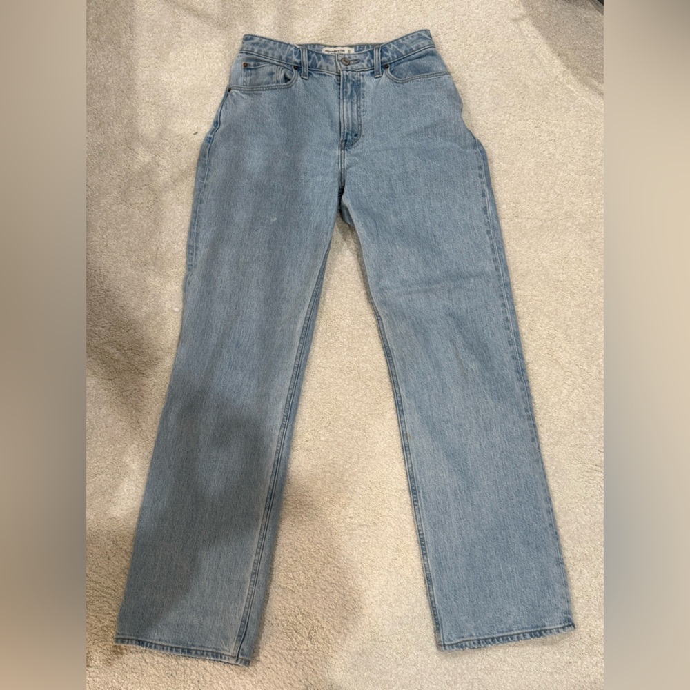 Abercrombie & Fitch Women's Straight Leg Jeans - Light Blue